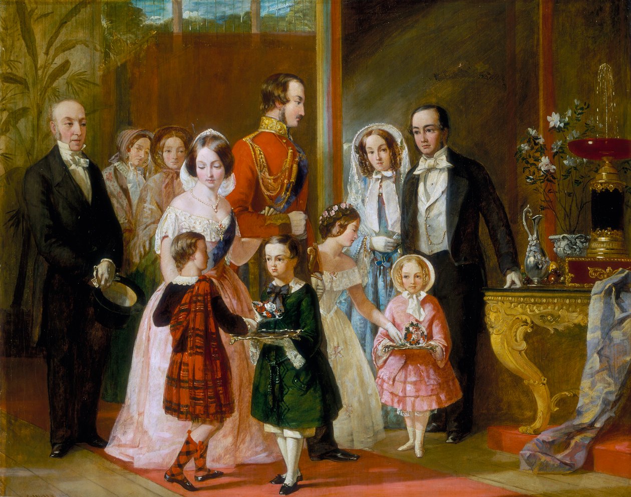 „Thomas Younghusband i jego rodzina spotykają królową Wiktorię i jej rodzinę w Crystal Palace”, ok. 1854 r. autorstwa C Wells