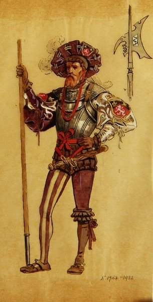 An Armored Courtier, projekt kostiumu do filmu Jak wam się podoba, wyprodukowany przez R.Courtneidge