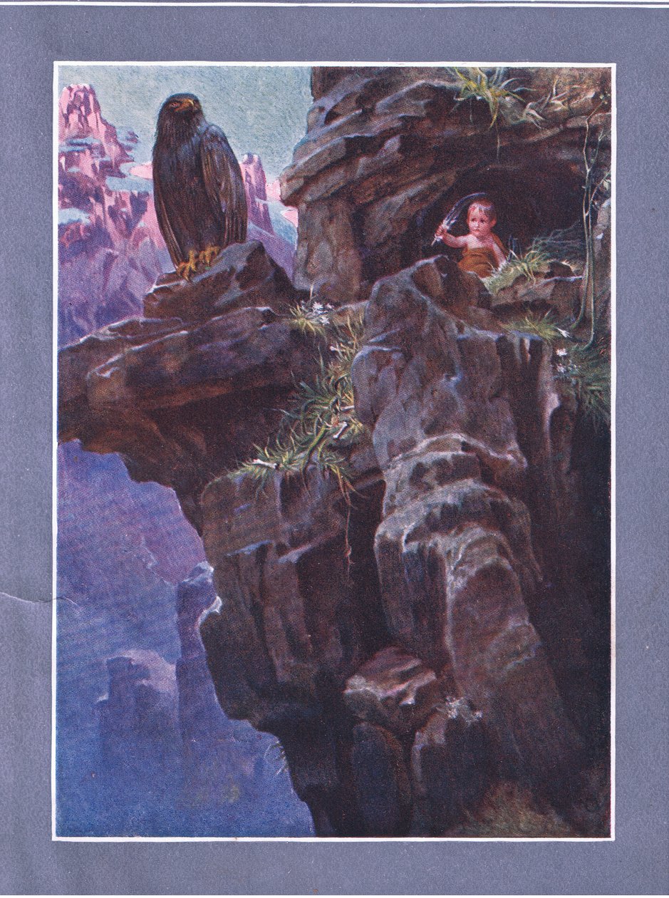 Pośród niedostępnych górskich szczytów, z pubu The Child of the Air.by Duckworth autorstwa C. Wilhelm