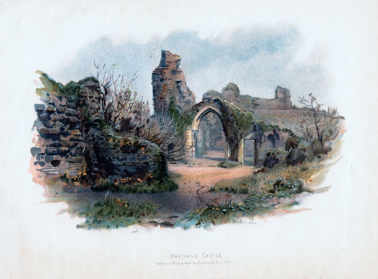 Zamek Hastings, Sussex, 1895 autorstwa C. Wilkinson