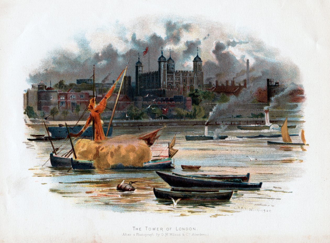 Tower of London, Anglia, 1895 r autorstwa C. Wilkinson