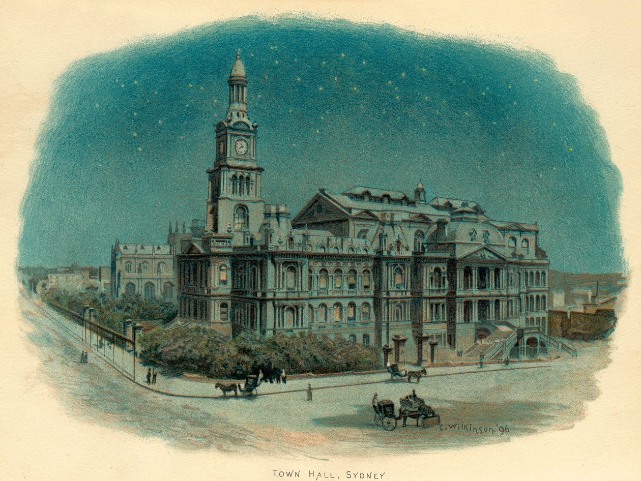 Ratusz, Sydney, Nowa Południowa Walia, Australia, 1896. autorstwa C. Wilkinson