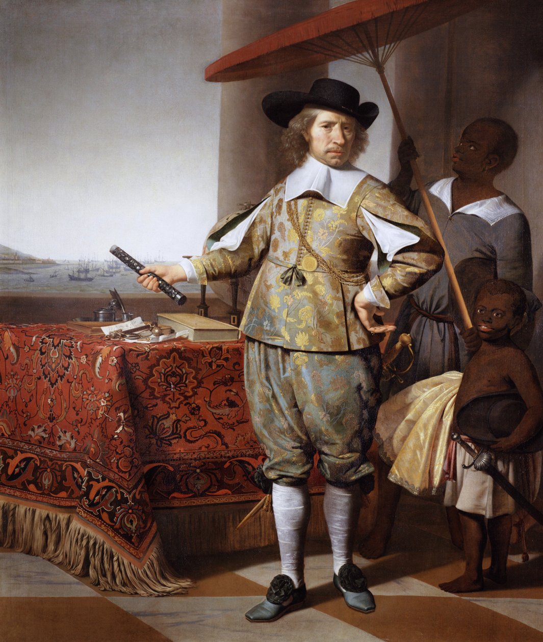 Niderlandzki: Portret Wollebranda Geleynssena de Jongha (1594-1674) Portret Wollebranda Geleynsza de Jongha (1594-1674) ze służącym i dzieckiem autorstwa Caesar van Everdingen