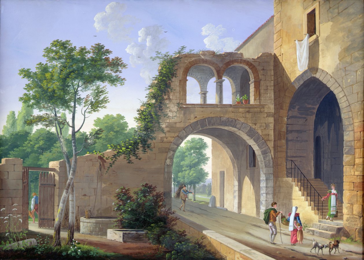 Scena na włoskiej wsi, 1813 autorstwa Caizac