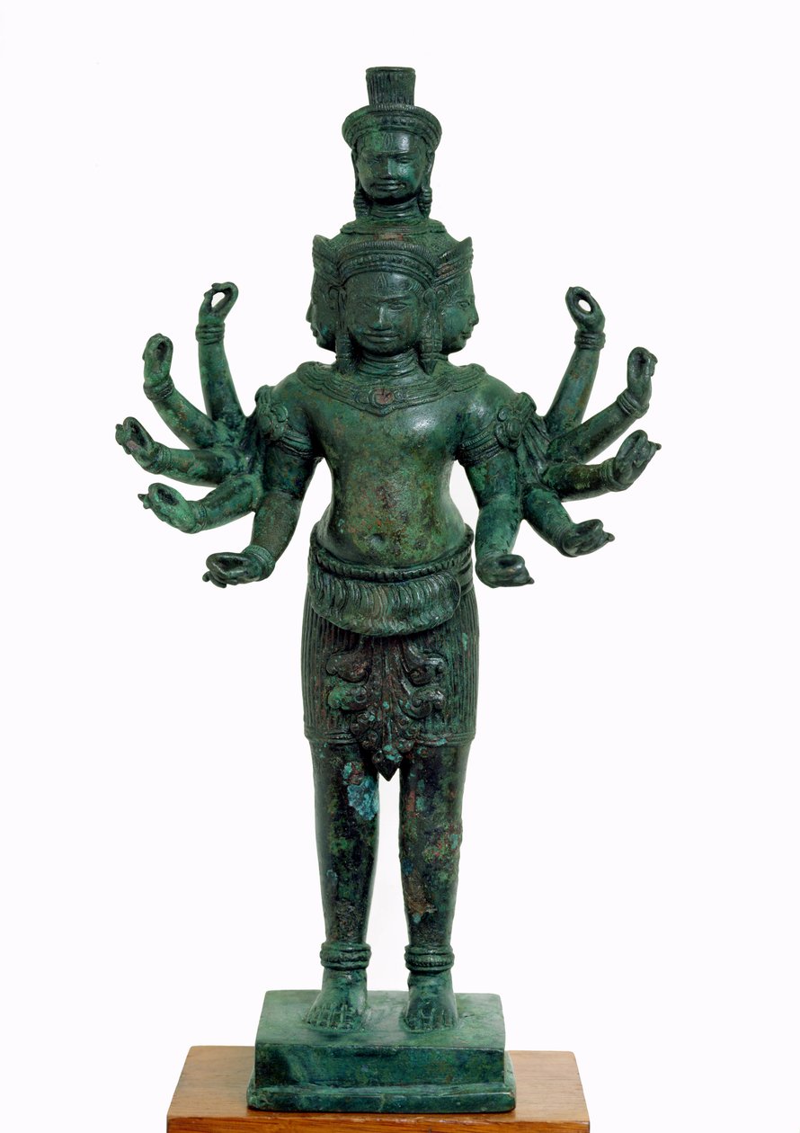 Shiva z wieloma ramionami i głowami, Angkor (brąz) autorstwa Cambodian School