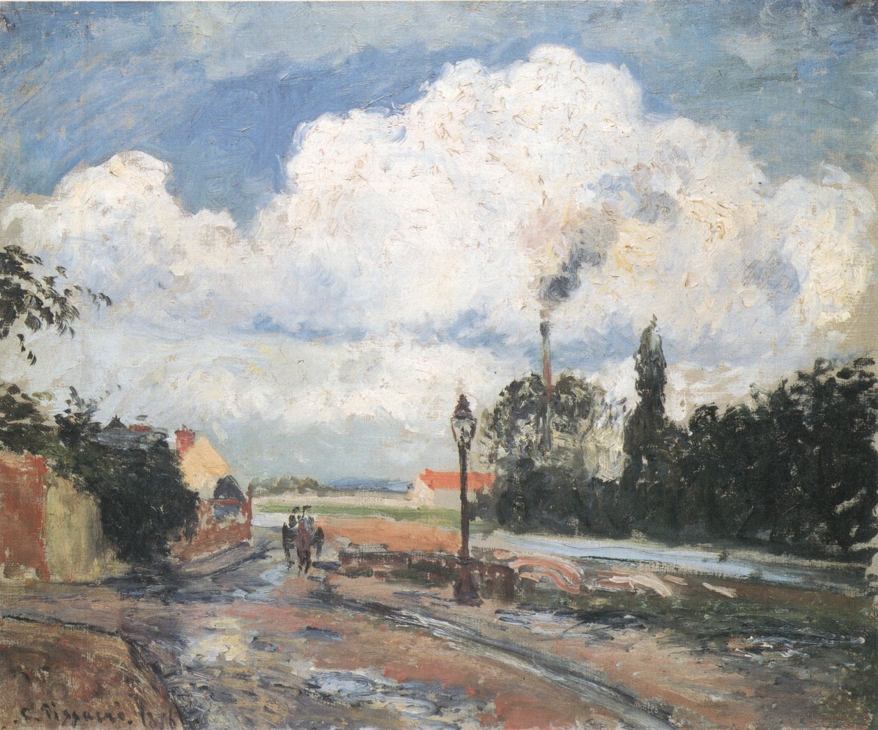 Po deszczu nabrzeże w Pontoise autorstwa Camille Jacob Pissarro