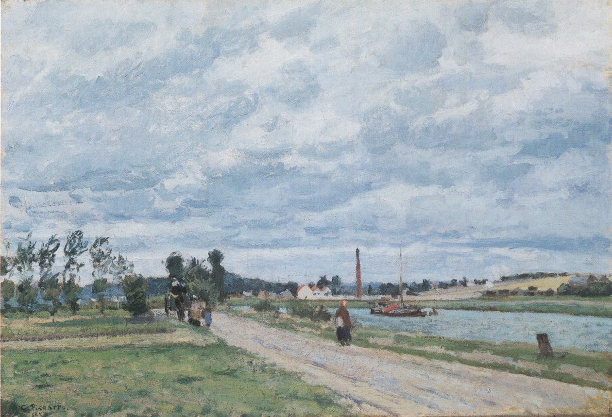 Brzegi Oise, Pontoise autorstwa Camille Jacob Pissarro