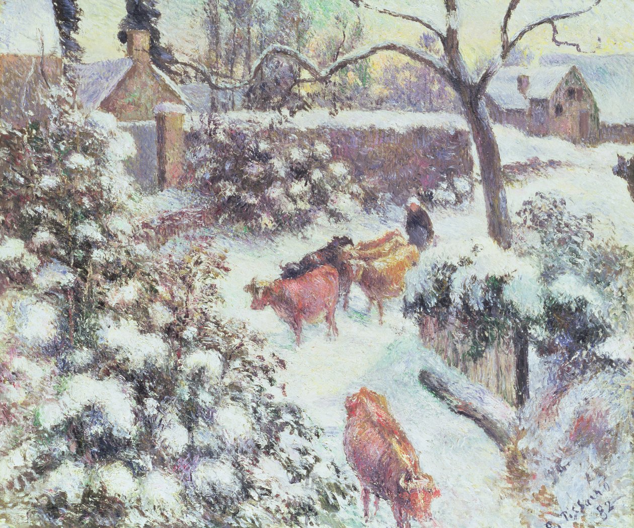 Efekt śniegu w Montfoucault, 1882 r. autorstwa Camille Jacob Pissarro