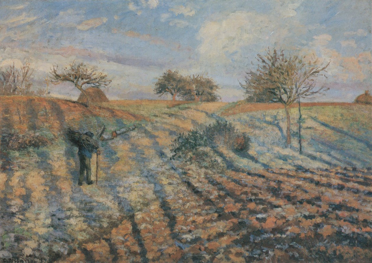 Szron, stara droga do Ennery, Pontoise autorstwa Camille Jacob Pissarro