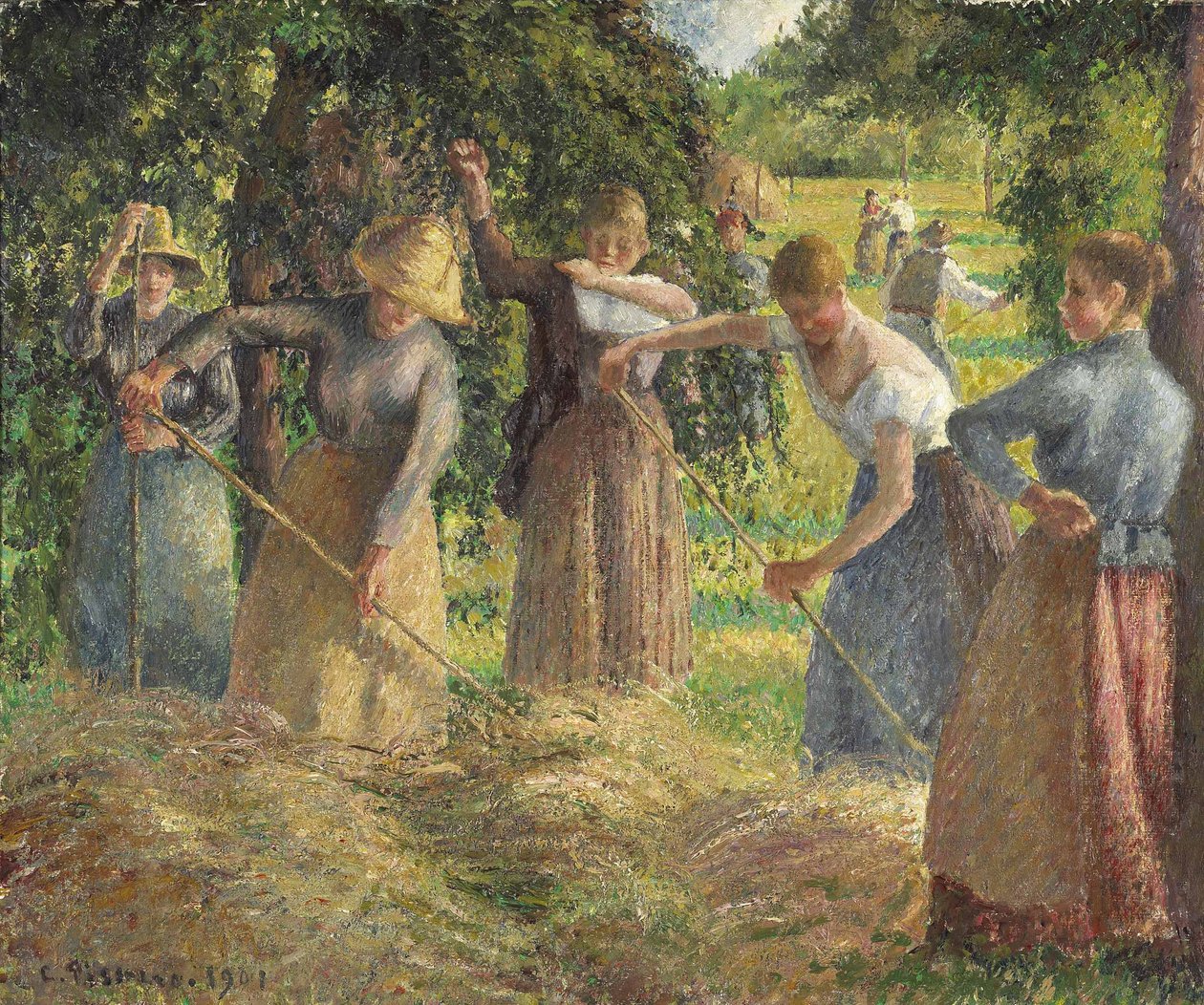 Zbiór siana w Éragny autorstwa Camille Jacob Pissarro