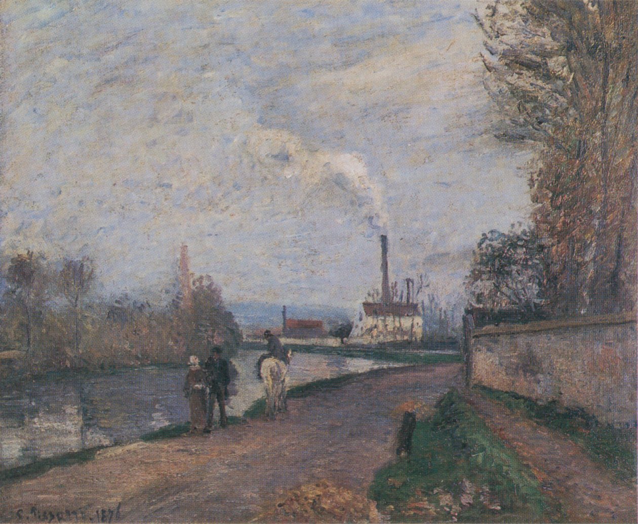 L´Oise w kolorze Pontoise temp grey autorstwa Camille Jacob Pissarro
