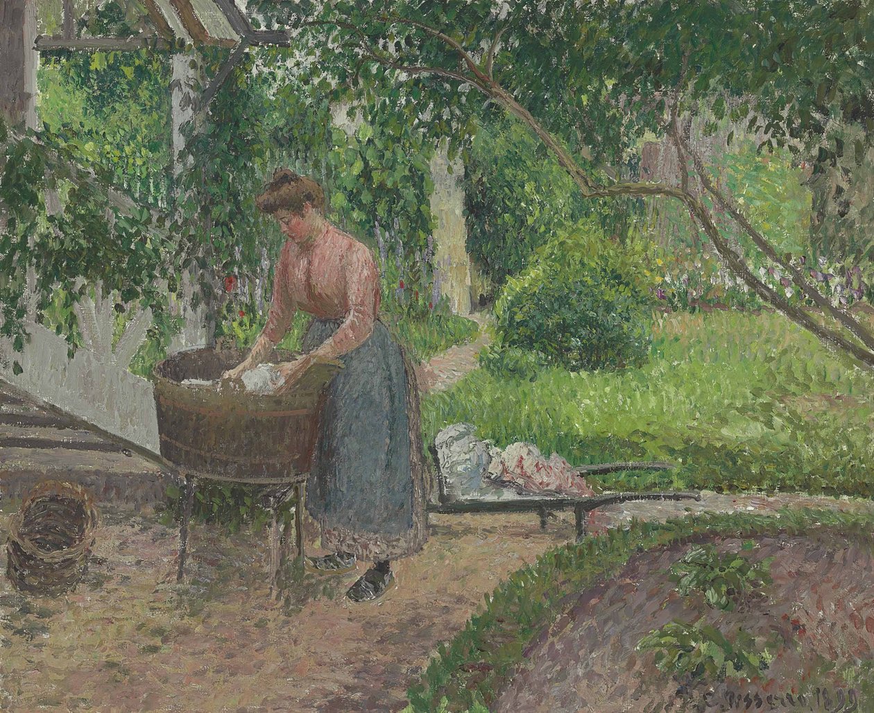 Pralka w ogrodzie Eragny autorstwa Camille Jacob Pissarro