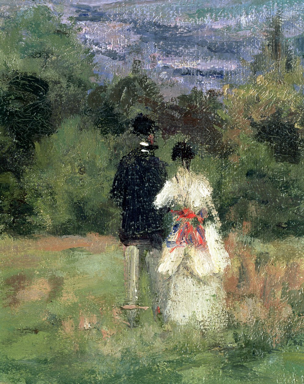 Louveciennes, szczegół kochanków autorstwa Camille Jacob Pissarro