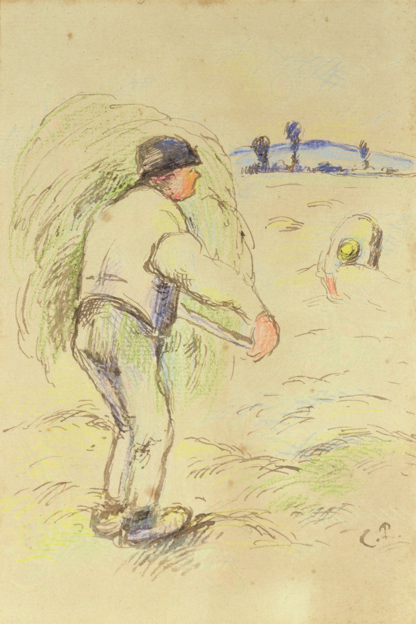Sianokosy chłopskie, ok. 1884 (wc i tusz na papierze) autorstwa Camille Jacob Pissarro