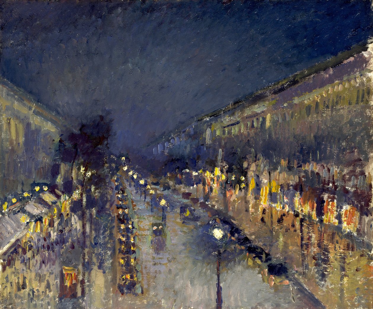 Boulevard Montmartre nocą autorstwa Camille Jacob Pissarro