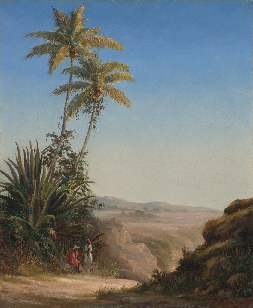 Dwie postacie rozmawiające przy drodze autorstwa Camille Jacob Pissarro