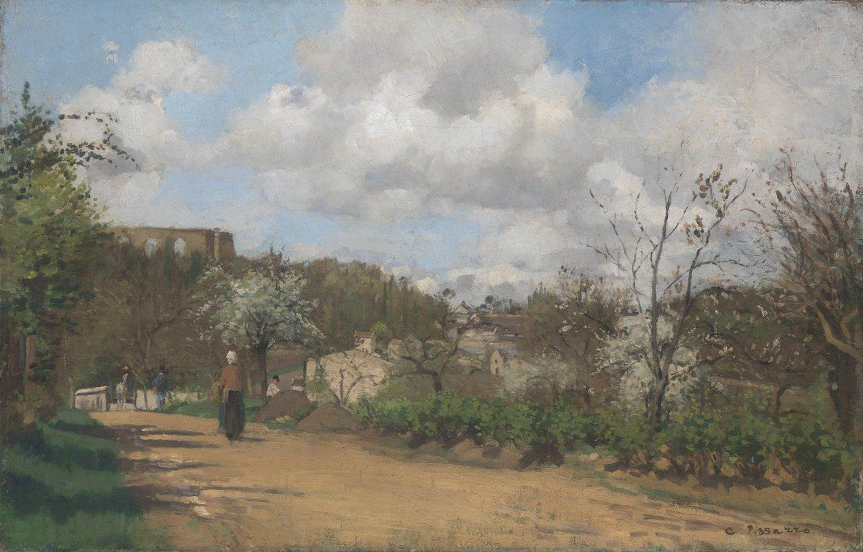 Widok z Louveciennes, 1869-70 autorstwa Camille Jacob Pissarro