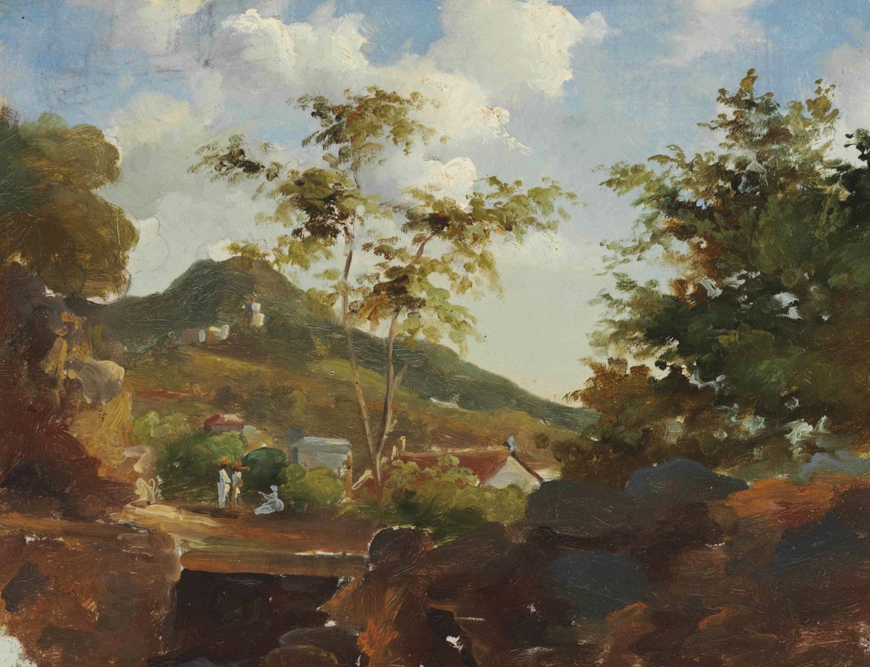 Wioska u podnóża wydmy autorstwa Camille Jacob Pissarro