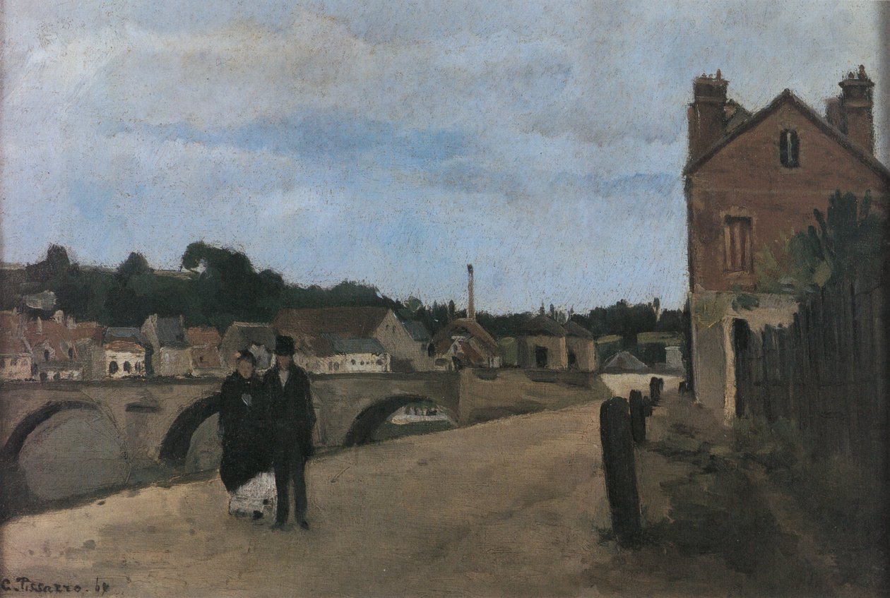Widok na Pontoise, quai du Pothuis autorstwa Camille Jacob Pissarro
