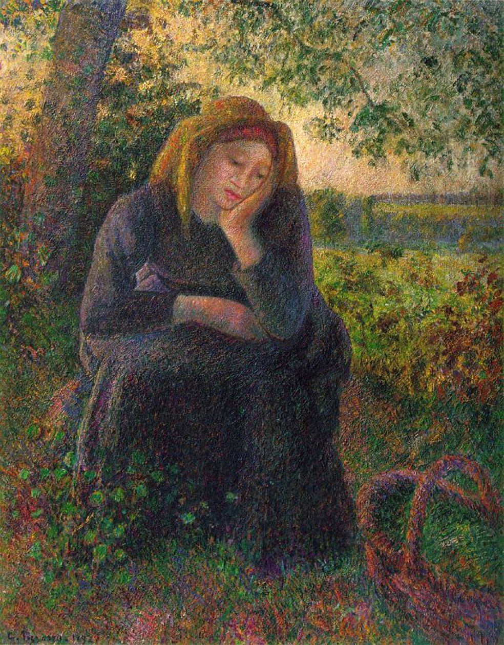 Zamyślona wieśniaczka, 1892 autorstwa Camille Jacob Pissarro