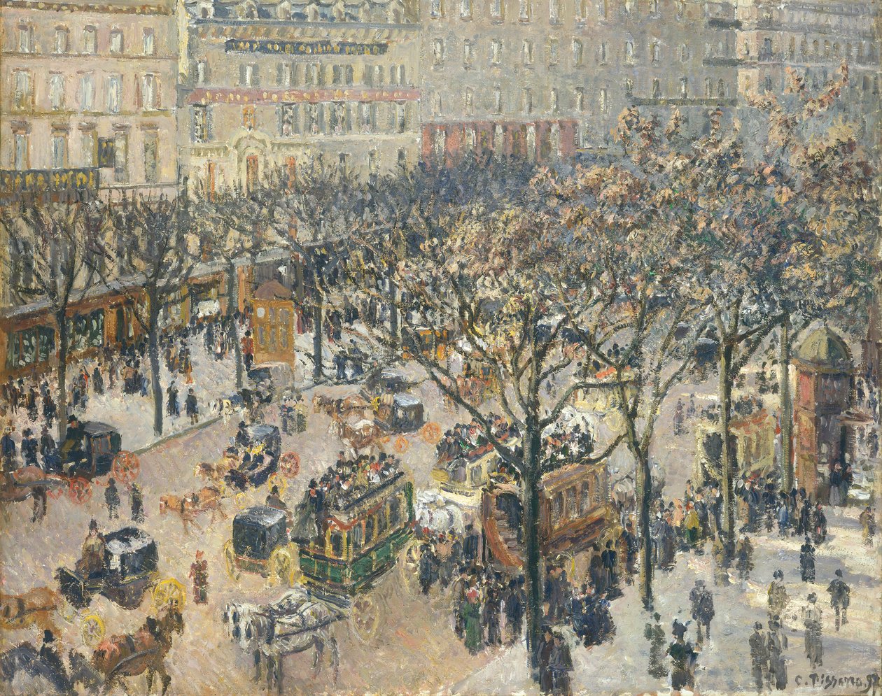 Boulevard des Italiens, poranek, światło słoneczne, 1897 autorstwa Camille Jacob Pissarro