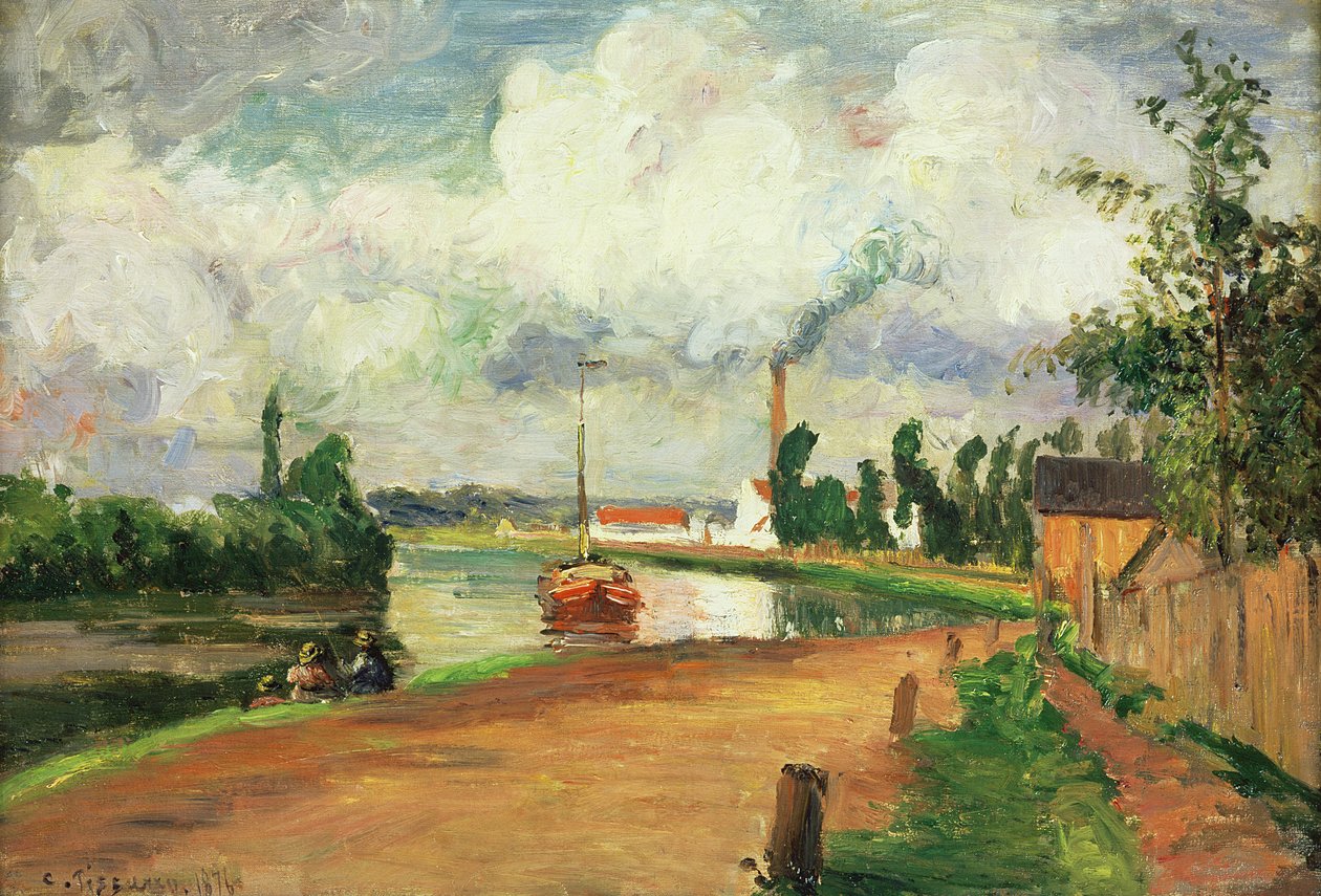 Rybacy na brzegach Oise, 1876 autorstwa Camille Jacob Pissarro