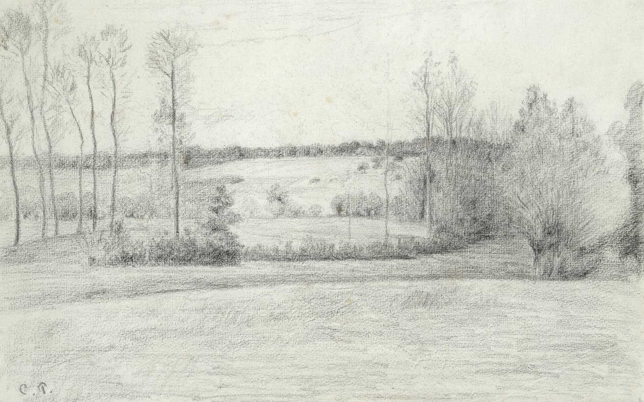 Krajobraz z drzewami, 1895-1900 autorstwa Camille Jacob Pissarro