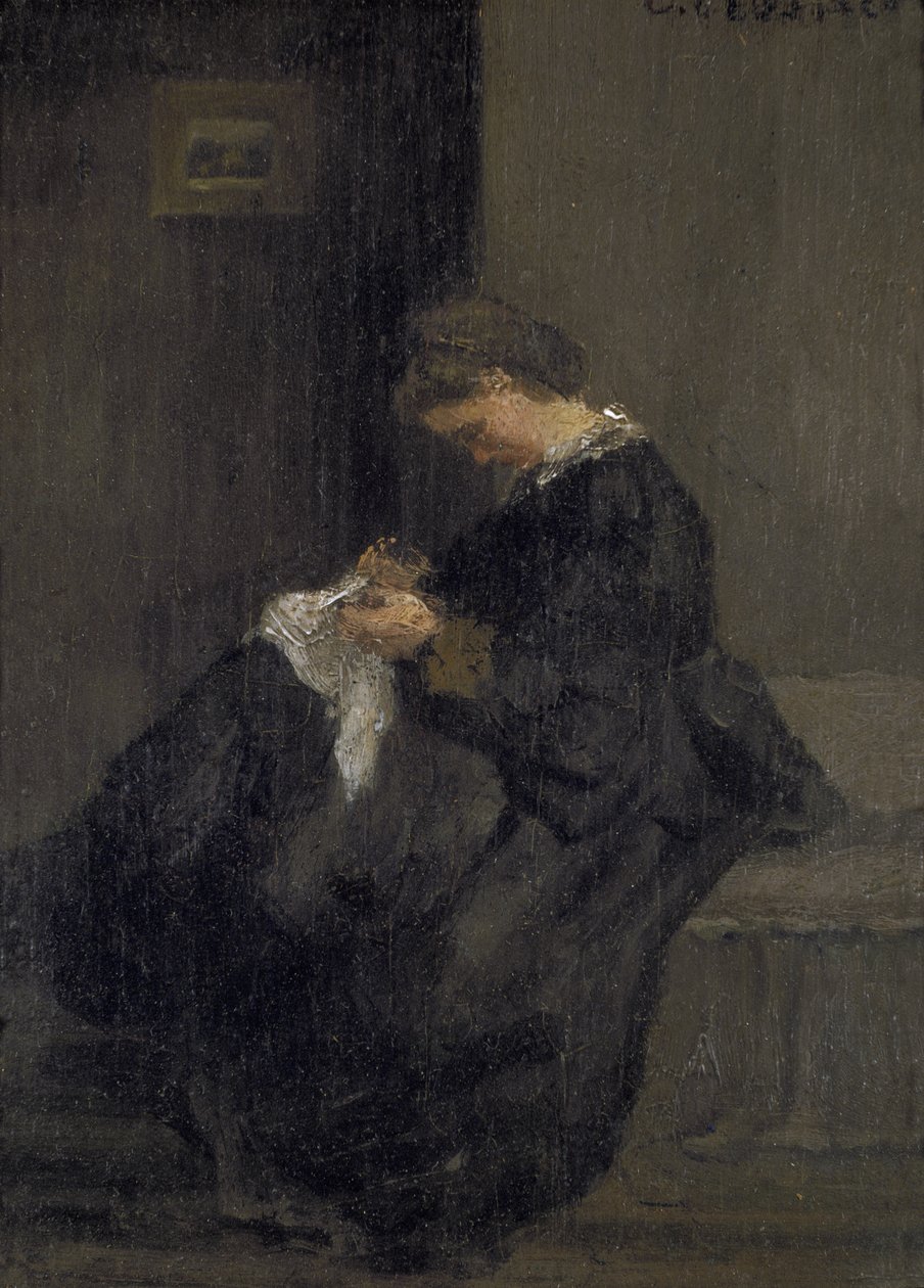 Madame Pissarro Szycie, XIX w. autorstwa Camille Jacob Pissarro