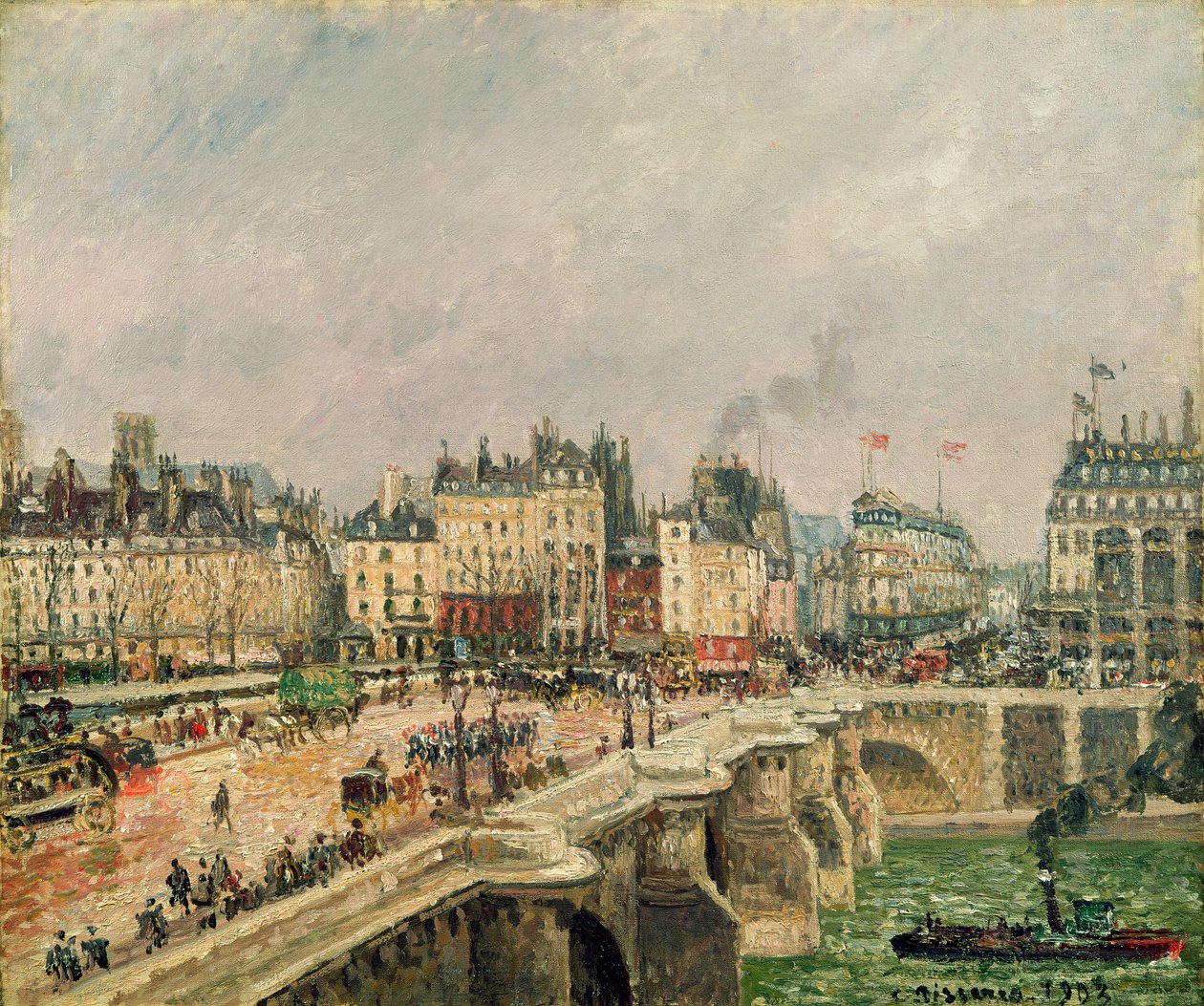 Pont Neuf, efekt deszczu, 1903 r. autorstwa Camille Jacob Pissarro