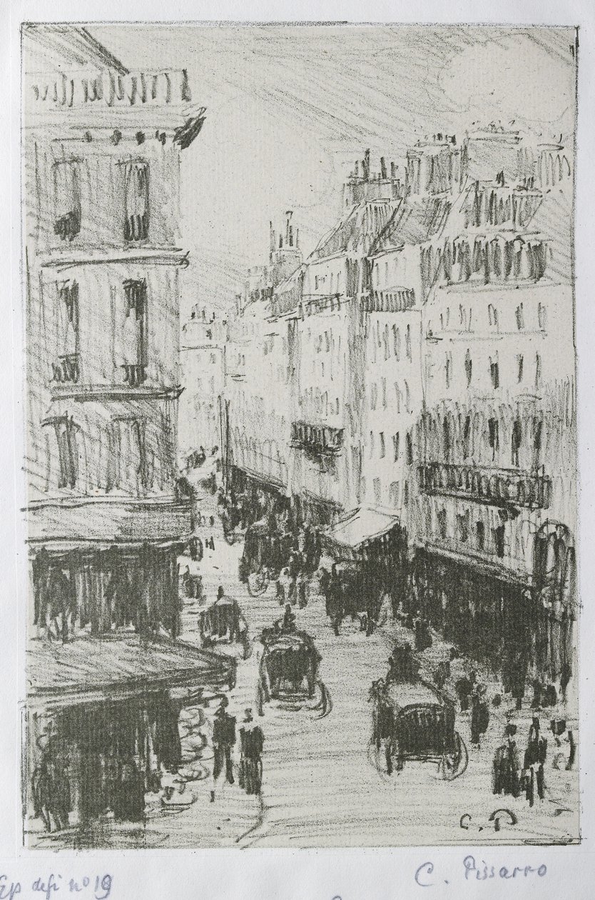 Rue Saint-Lazare, Paryż, 1897 (litografia na cynku) autorstwa Camille Jacob Pissarro