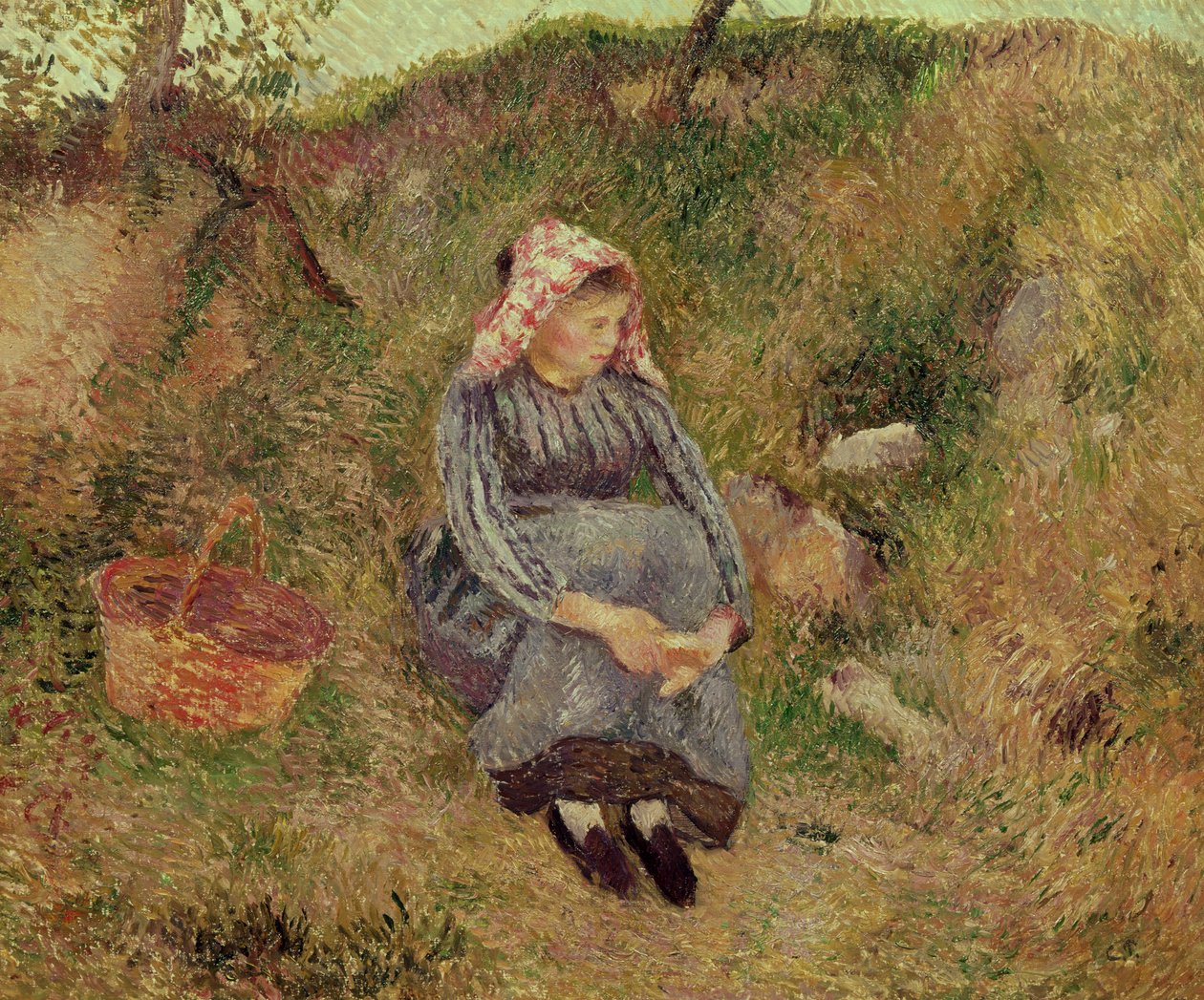 Siedząca wieśniaczka, 1883 autorstwa Camille Jacob Pissarro