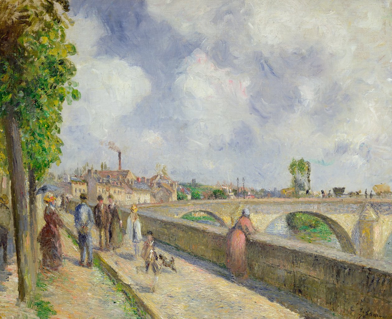 Most w Pontoise, 1878 autorstwa Camille Jacob Pissarro