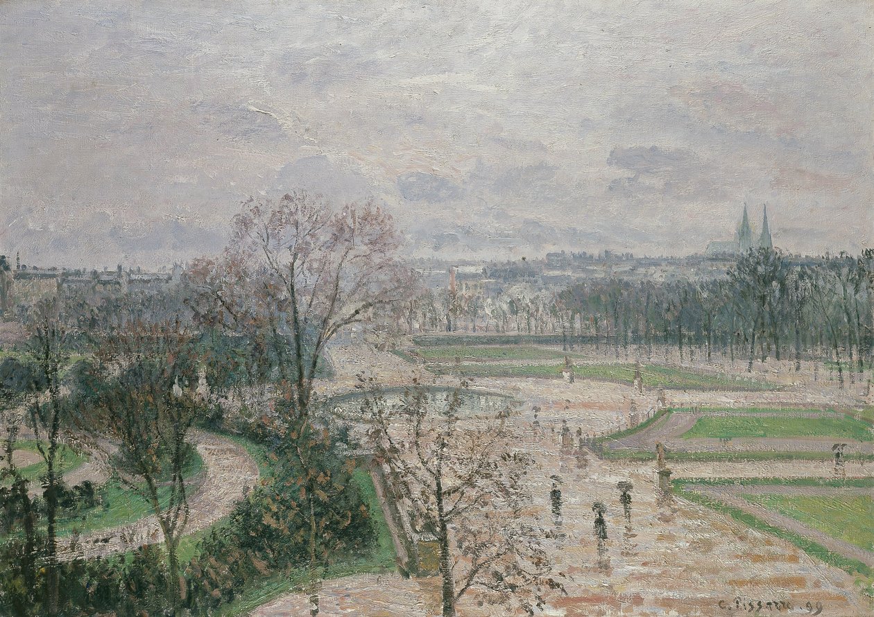 Ogród Tuileries w deszczową pogodę, 1899 autorstwa Camille Jacob Pissarro