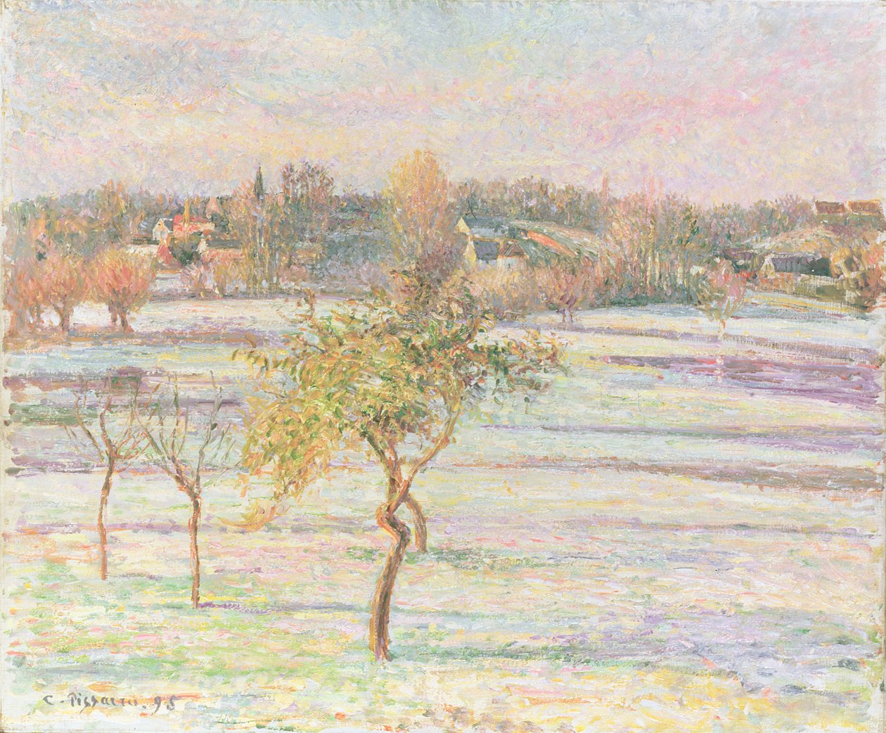 Biały Mróz w Eragny, 1895 autorstwa Camille Jacob Pissarro