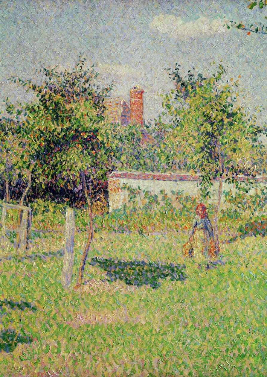 Kobieta na łące w Eragny, wiosna, 1887 detal 37361 olej na płótnie autorstwa Camille Jacob Pissarro
