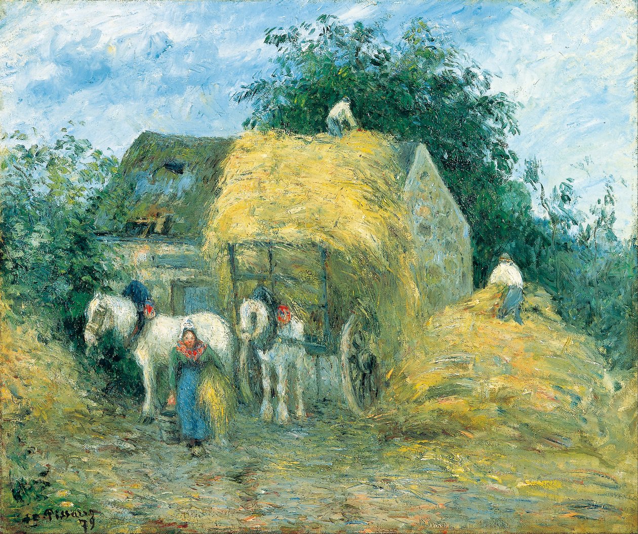 Wózek z sianem, Montfoucault autorstwa Camille Jacob Pissarro