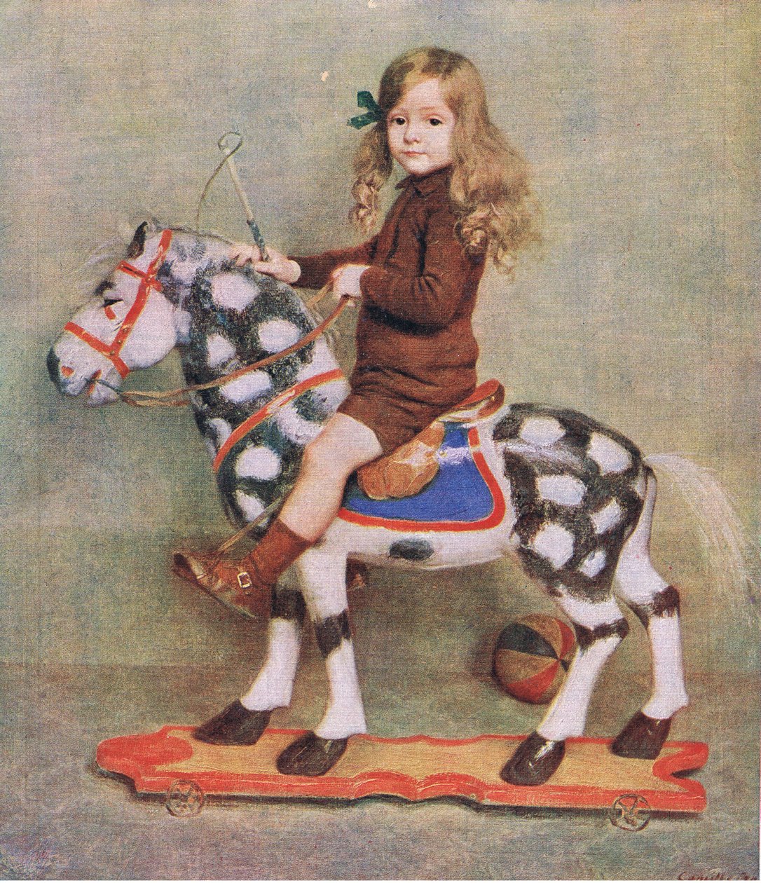Dziewczynka z drewnianym koniem, ilustracja z My Magazine autorstwa Camille Boiry
