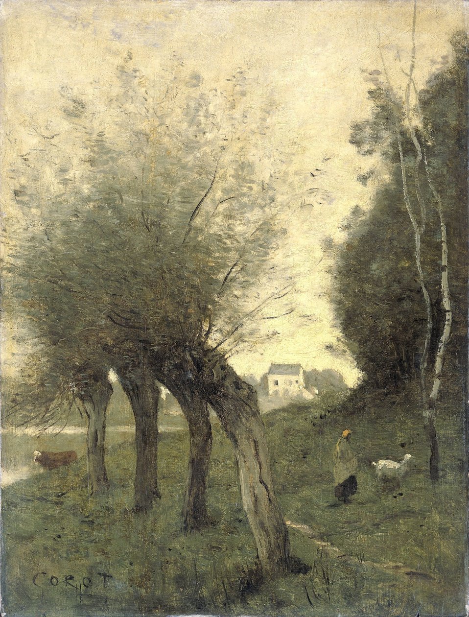 Pejzaż z wierzbami Pollard autorstwa Camille Corot