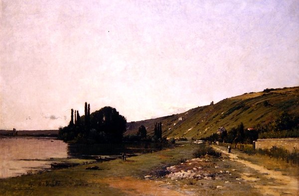 Widok na Sekwanę w Vetheuil (olej na płótnie) autorstwa Camille Emile Dufour