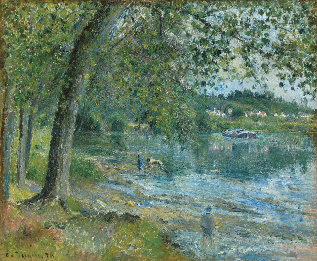Banki Oise w Auvers-sur-Oise; Banks of the Oise w Auvers-sur-Oise, 1878 autorstwa Camille Jacob Pissarro