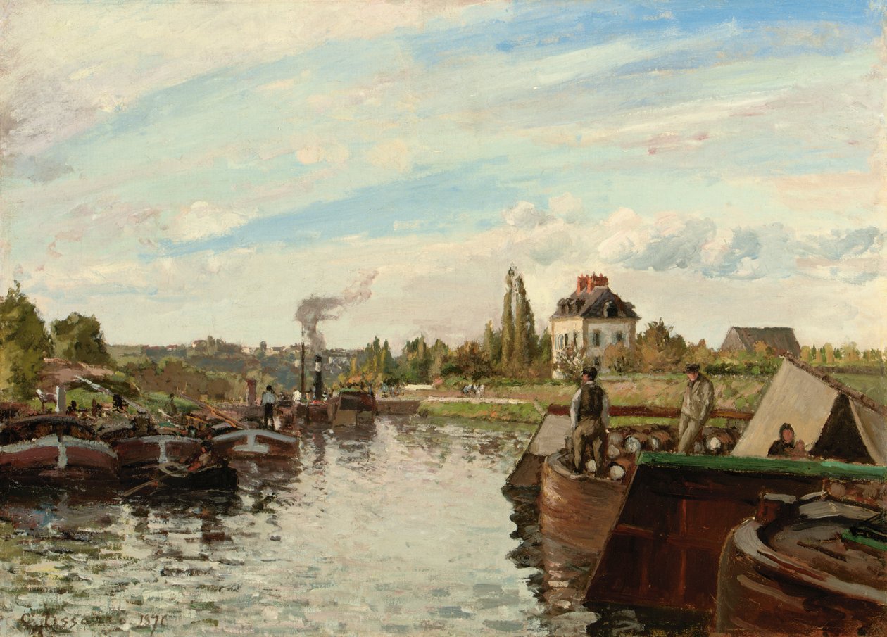 Barka na Sekwanie w Bougival, 1871 autorstwa Camille Jacob Pissarro