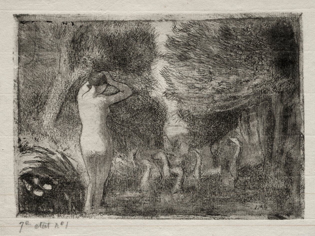 Kąpiący się i Gęsi, 1895. autorstwa Camille Jacob Pissarro
