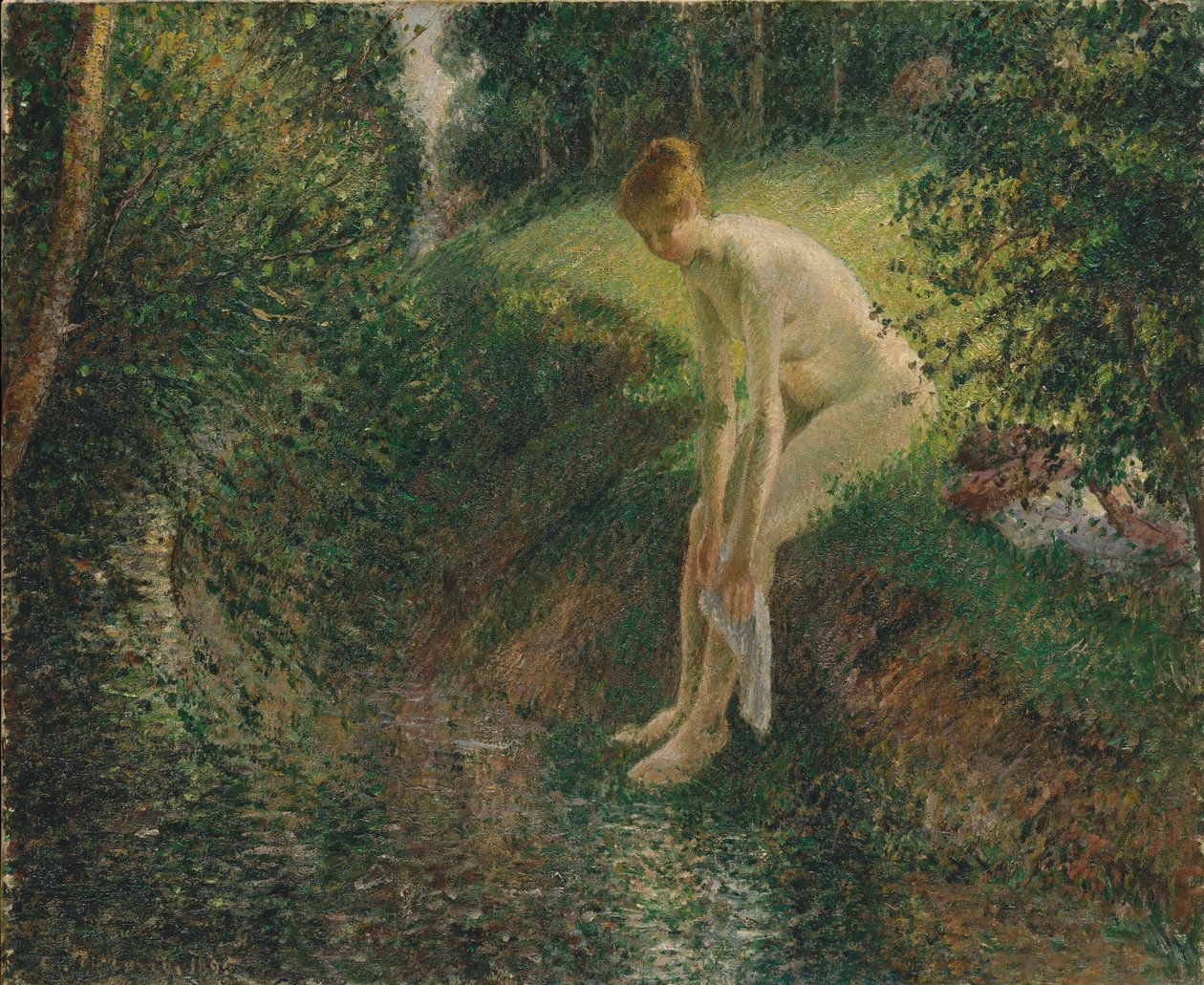 Kąpiący się w lesie, 1895 autorstwa Camille Jacob Pissarro