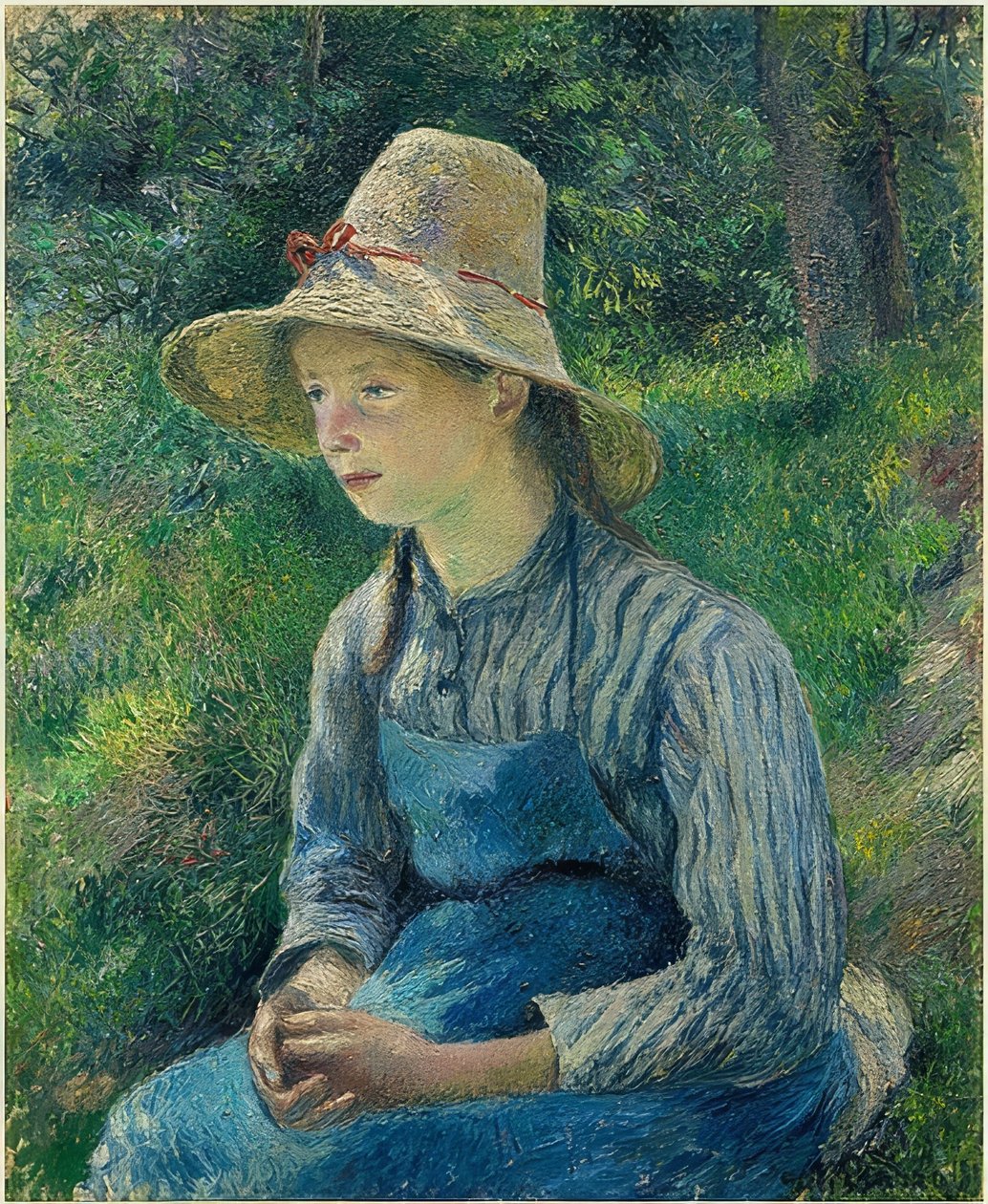 Chłopska dziewczyna w słomianym kapeluszu. 1881 autorstwa Camille Jacob Pissarro