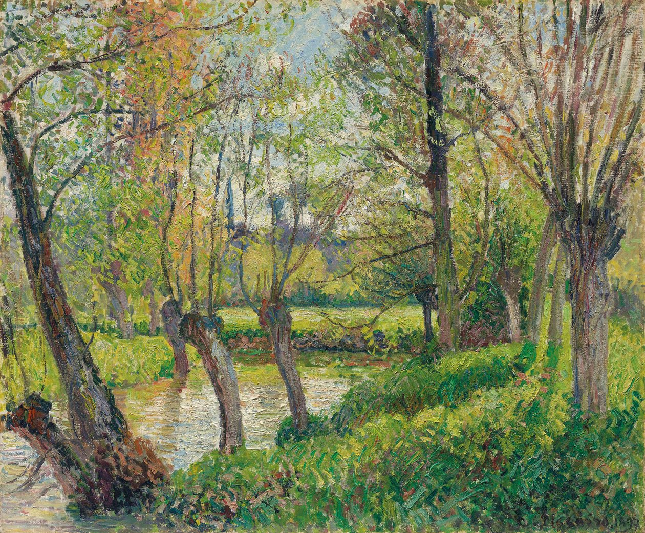 Brzegi Epte w Éragny, zachodzące słońce, 1897. autorstwa Camille Jacob Pissarro