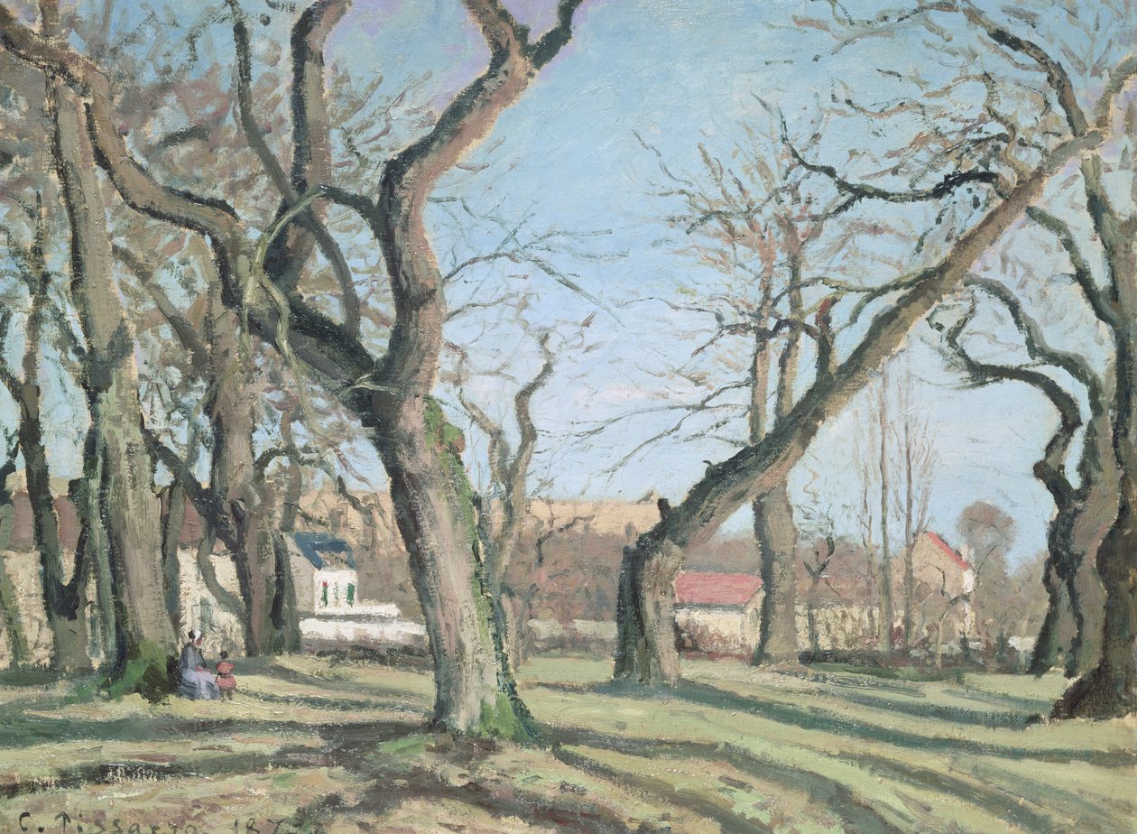 Kasztanowce w Louveciennes, 1872 r. autorstwa Camille Jacob Pissarro