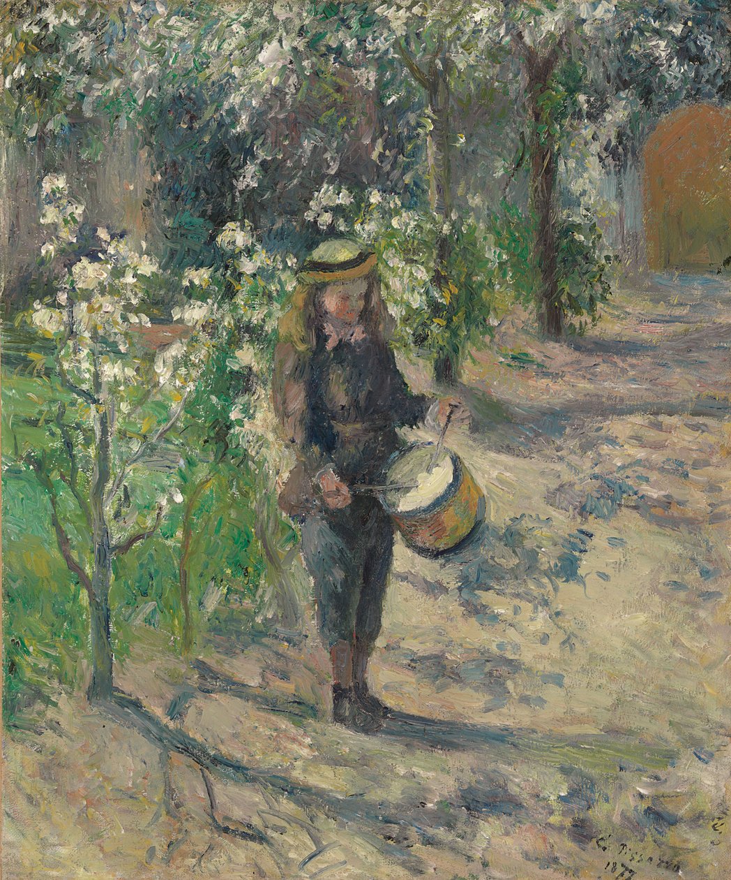 Dziecko z bębenkiem; Dziecko z bębenkiem, 1877 autorstwa Camille Jacob Pissarro