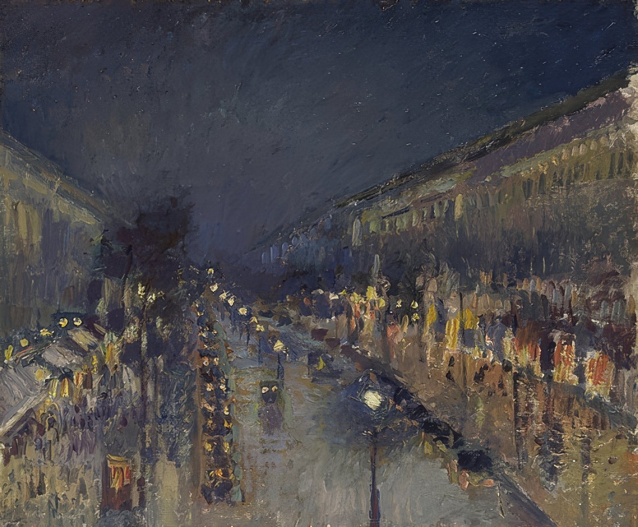 Bulwar Montmartre nocą. 1897 autorstwa Camille Jacob Pissarro