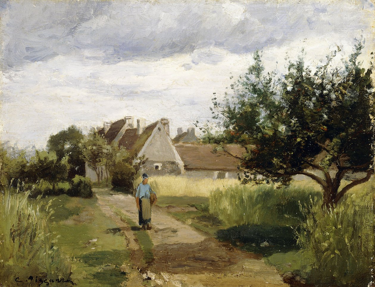 Wejście do wsi, c.1863 autorstwa Camille Jacob Pissarro
