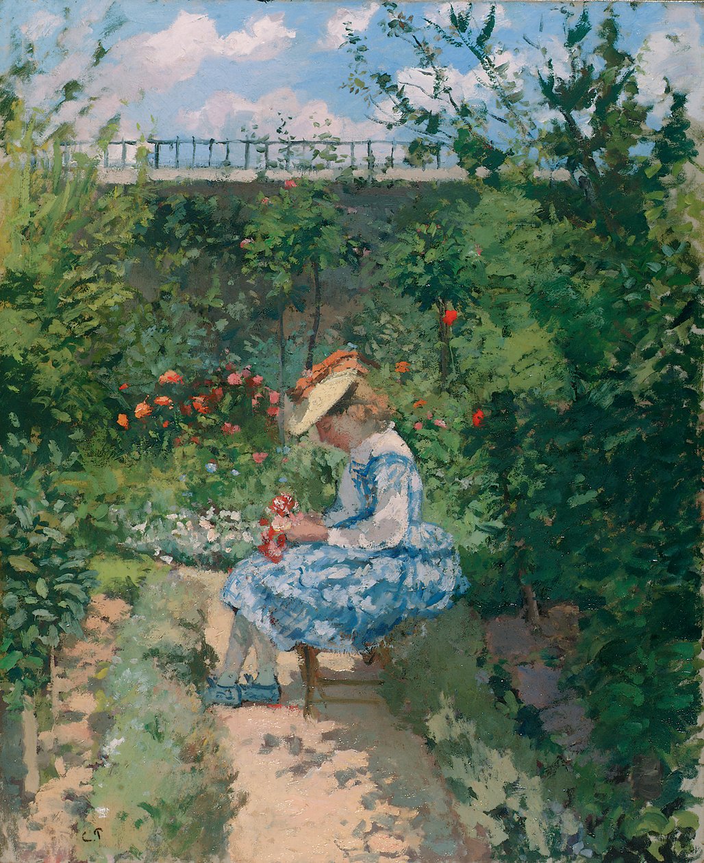 Joanna w ogrodzie, Pontoise, ok. 1872 r. autorstwa Camille Jacob Pissarro